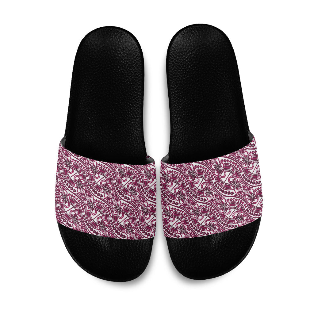 Hibiscus Bloom Island Tribal Waves Slide Sandals Pink Polynesian Pattern LT01 Pink - Polynesian Pride
