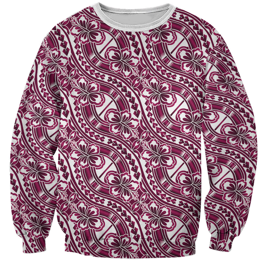 Hibiscus Bloom Island Tribal Waves Sweatshirt Pink Polynesian Pattern LT01 Unisex Pink - Polynesian Pride