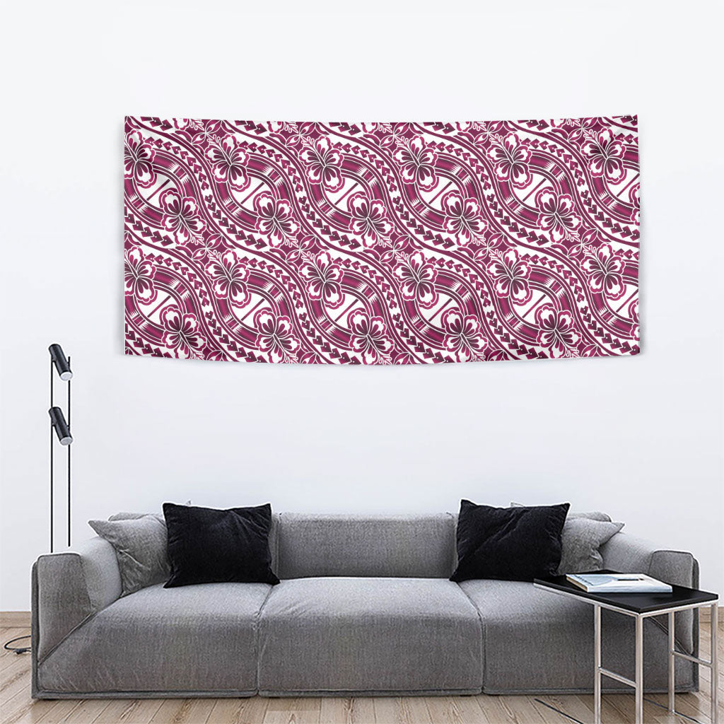 Hibiscus Bloom Island Tribal Waves Tapestry Pink Polynesian Pattern LT01 - Polynesian Pride
