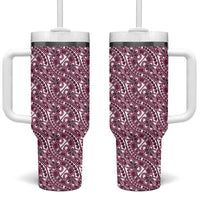Hibiscus Bloom Island Tribal Waves Tumbler With Handle Pink Polynesian Pattern LT01 One Size: 40 oz Pink - Polynesian Pride