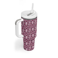 Hibiscus Bloom Island Tribal Waves Tumbler With Handle Pink Polynesian Pattern LT01 - Polynesian Pride