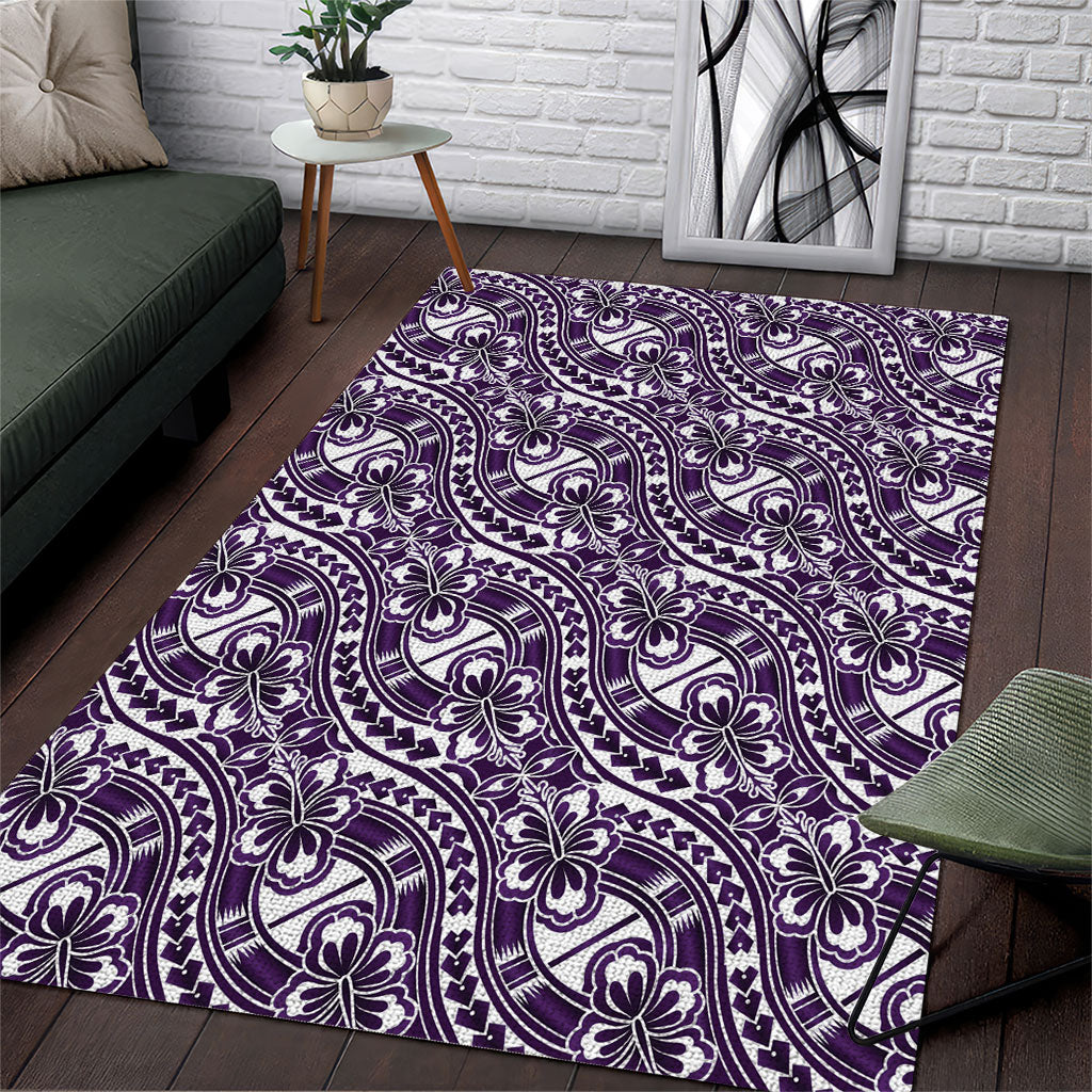 Hibiscus Bloom Island Tribal Waves Area Rug Purple Polynesian Pattern LT01 Purple - Polynesian Pride
