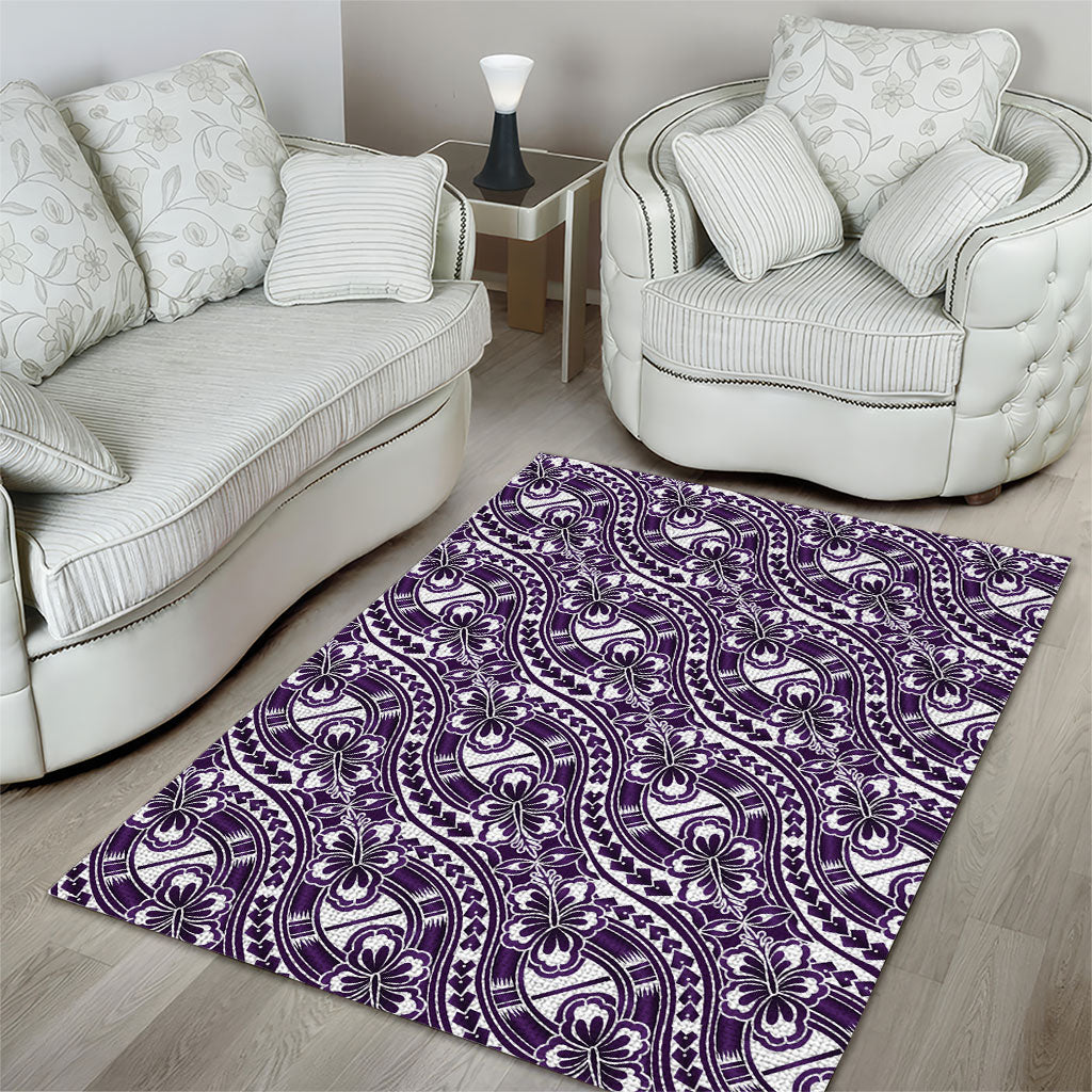 Hibiscus Bloom Island Tribal Waves Area Rug Purple Polynesian Pattern LT01 - Polynesian Pride