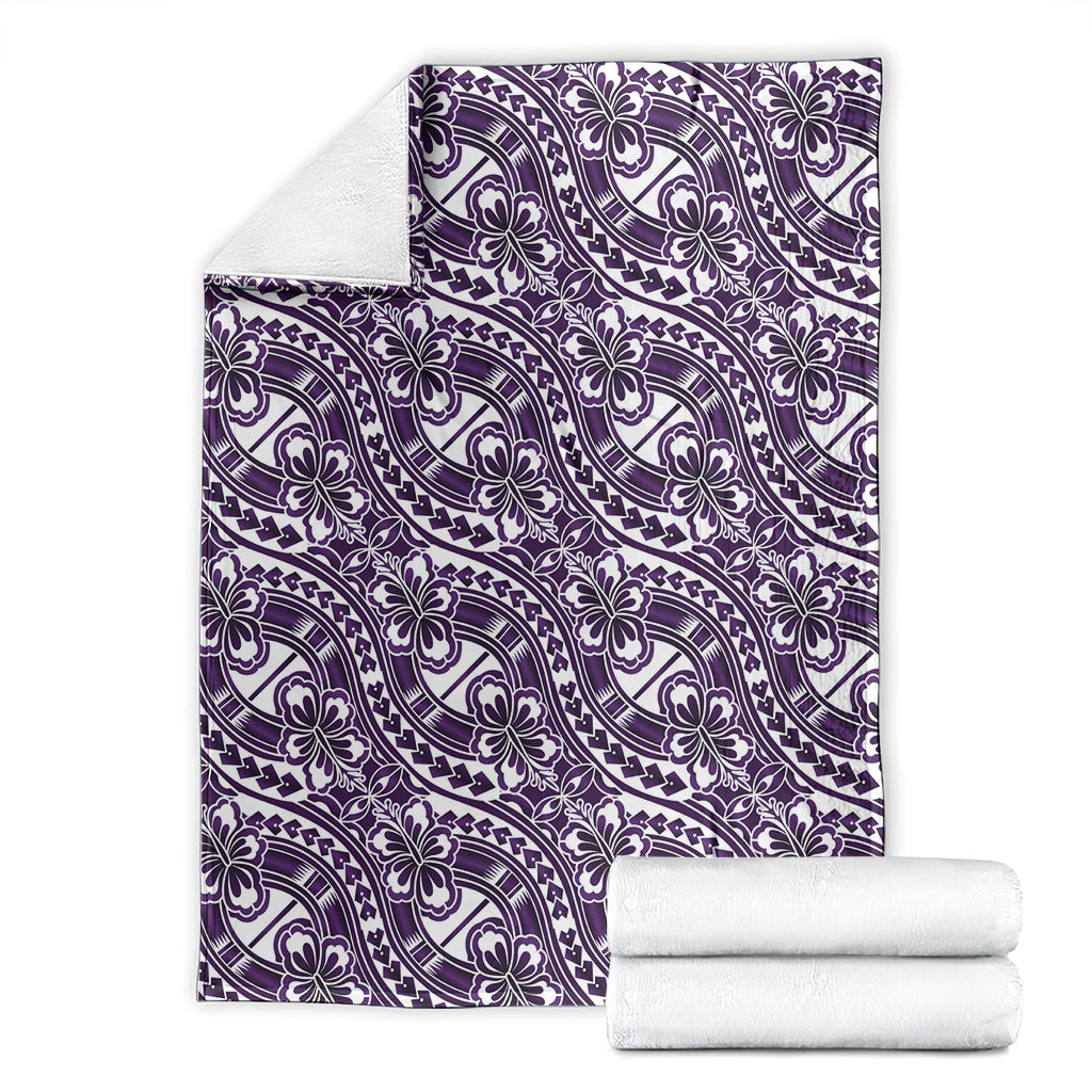 Hibiscus Bloom Island Tribal Waves Blanket Purple Polynesian Pattern LT01 - Polynesian Pride