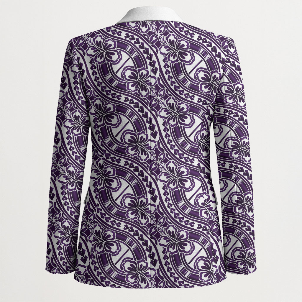 Hibiscus Bloom Island Tribal Waves Blazer Purple Polynesian Pattern LT01 - Polynesian Pride