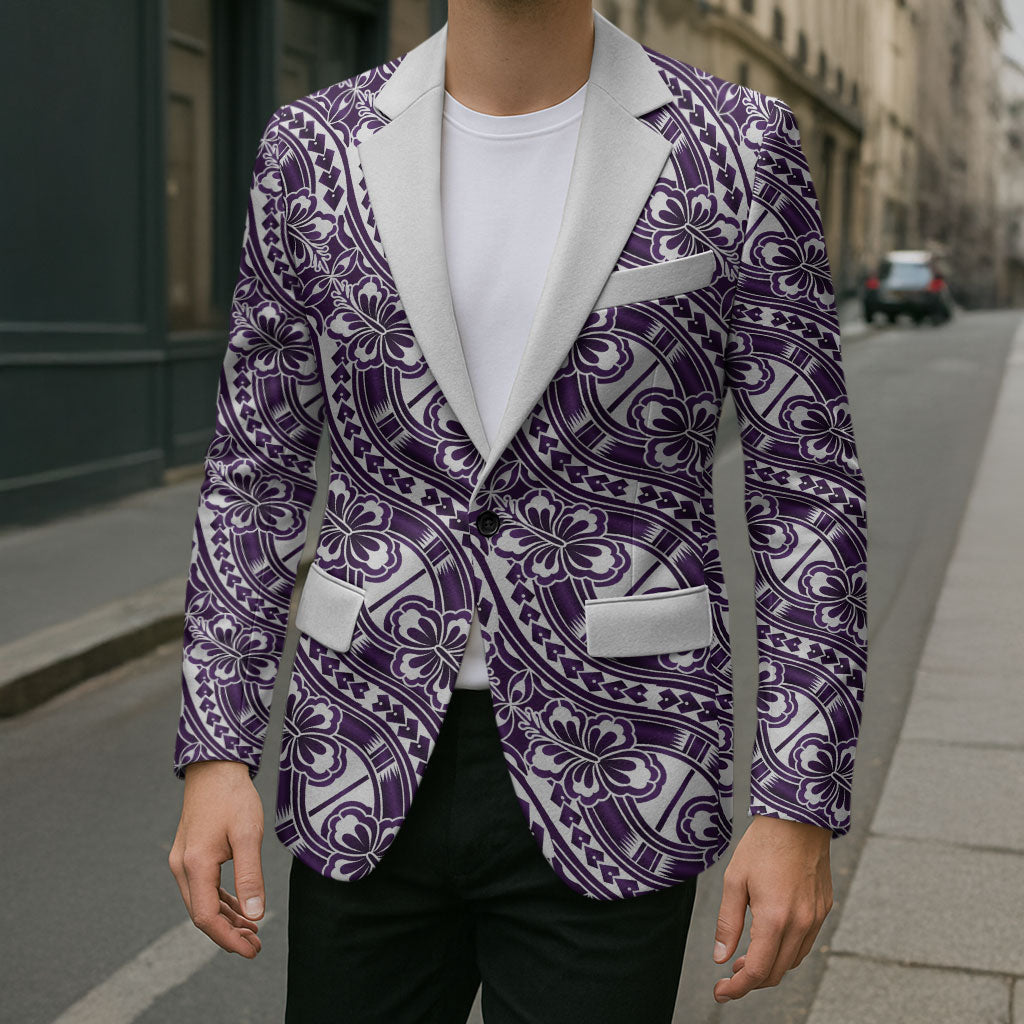 Hibiscus Bloom Island Tribal Waves Blazer Purple Polynesian Pattern LT01 - Polynesian Pride