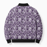 Hibiscus Bloom Island Tribal Waves Bomber Puffer Jacket Purple Polynesian Pattern LT01 - Polynesian Pride