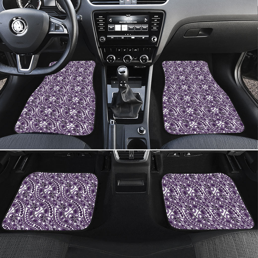 Hibiscus Bloom Island Tribal Waves Car Mats Purple Polynesian Pattern