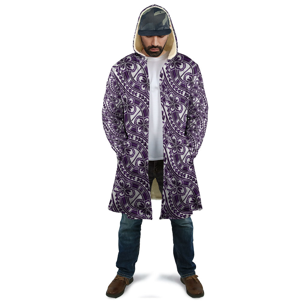 Hibiscus Bloom Island Tribal Waves Cloak Purple Polynesian Pattern LT01 - Polynesian Pride