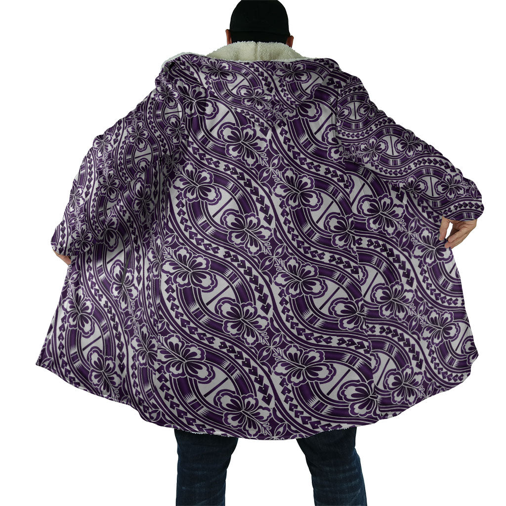 Hibiscus Bloom Island Tribal Waves Cloak Purple Polynesian Pattern LT01 - Polynesian Pride