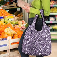 Hibiscus Bloom Island Tribal Waves Grocery Bag Purple Polynesian Pattern LT01 - Polynesian Pride
