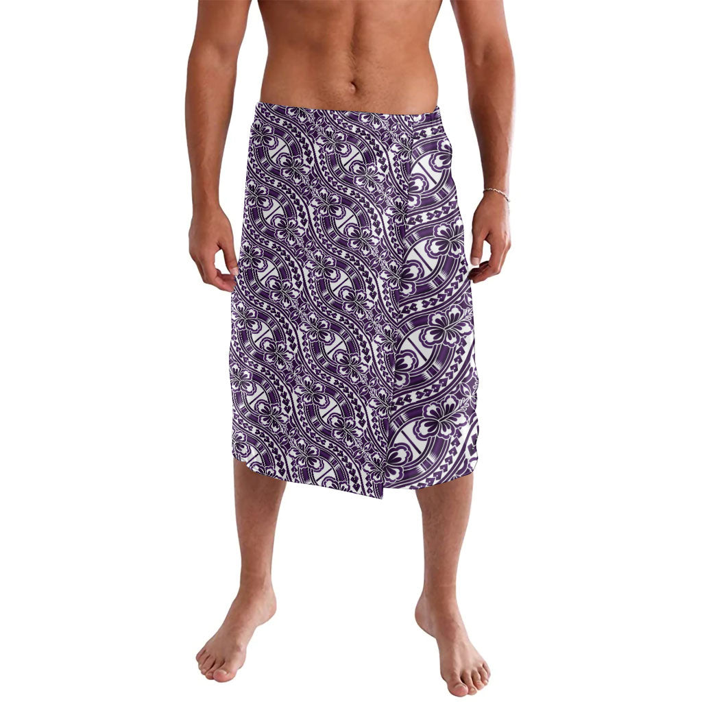 Hibiscus Bloom Island Tribal Waves Lavalava Purple Polynesian Pattern