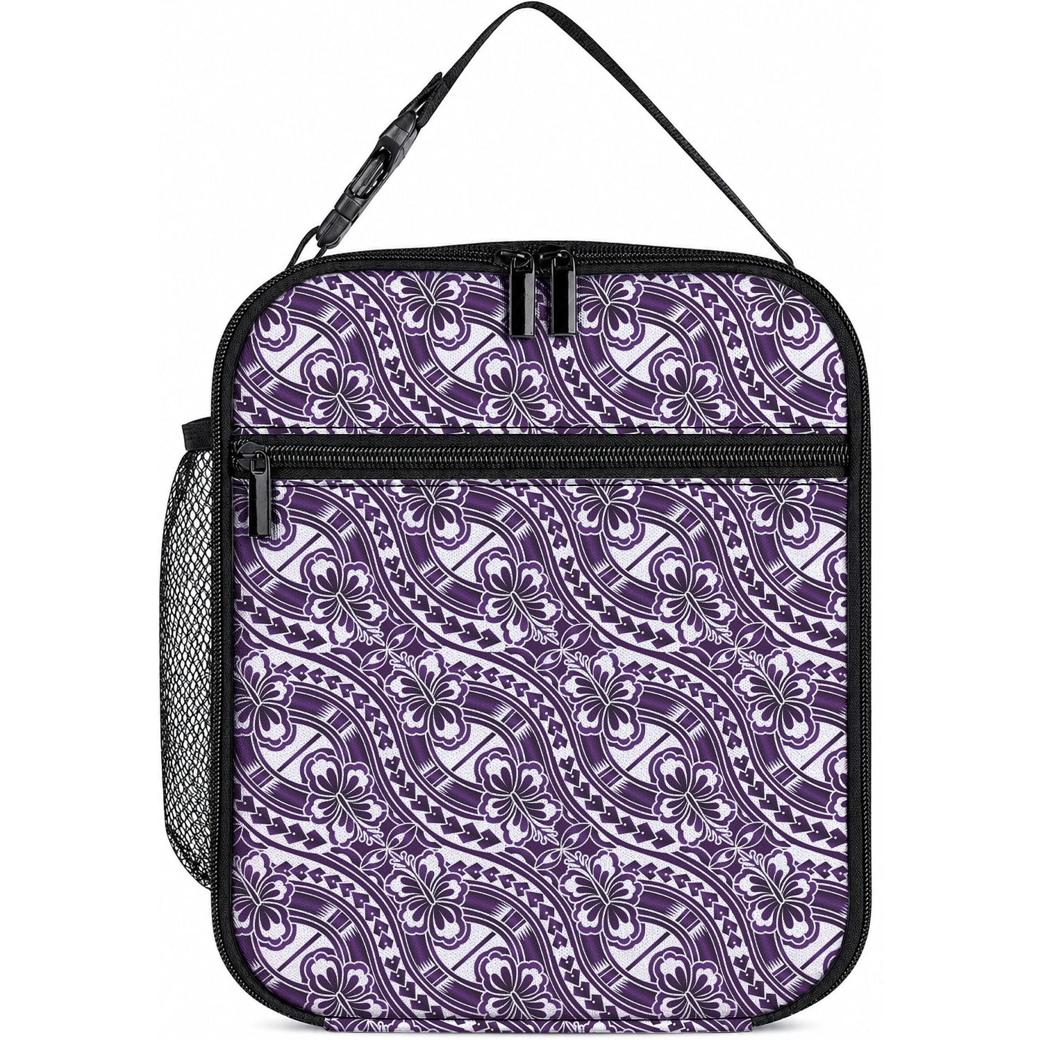 Hibiscus Bloom Island Tribal Waves Lunch Bag Purple Polynesian Pattern LT01 10.2 × 8.3 × 4.3 inch Purple - Polynesian Pride
