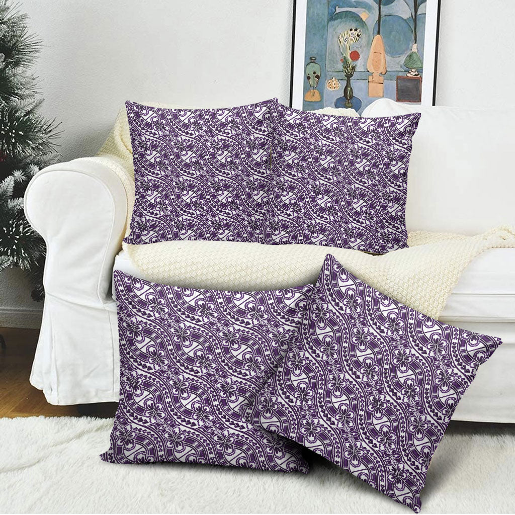 Hibiscus Bloom Island Tribal Waves Pillow Cover Purple Polynesian Pattern LT01 - Polynesian Pride