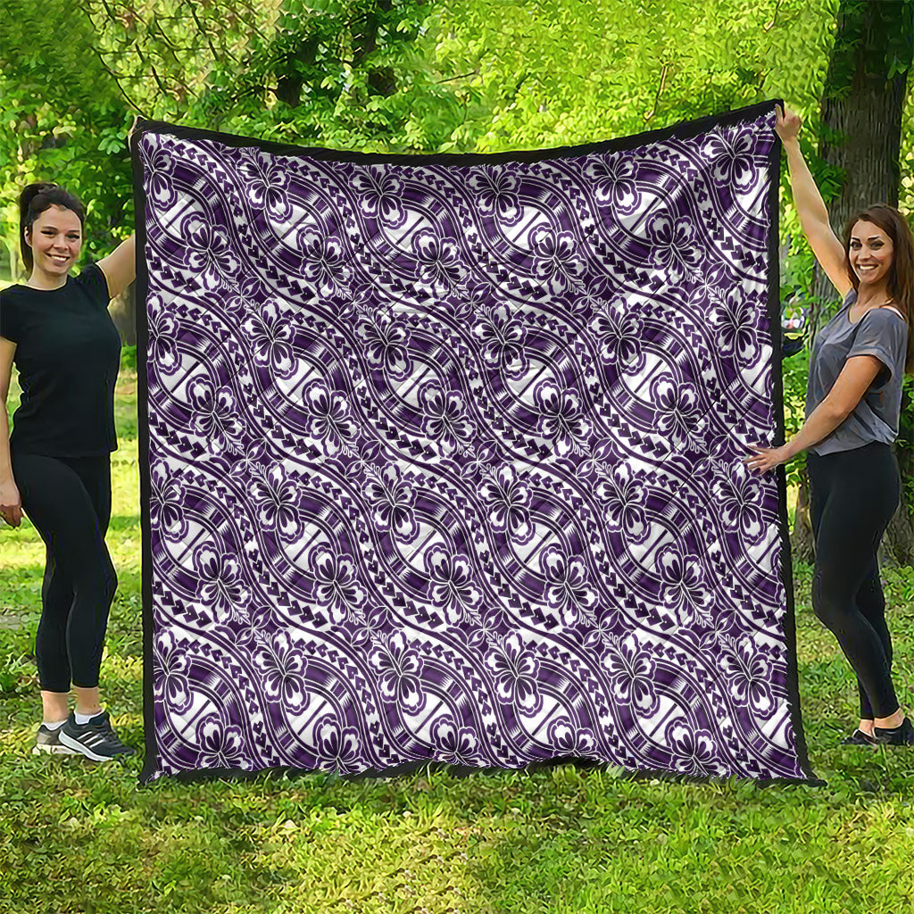 Hibiscus Bloom Island Tribal Waves Quilt Purple Polynesian Pattern LT01 - Polynesian Pride