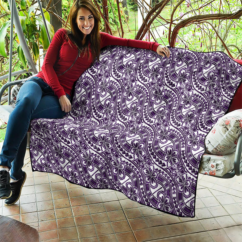 Hibiscus Bloom Island Tribal Waves Quilt Purple Polynesian Pattern LT01 - Polynesian Pride