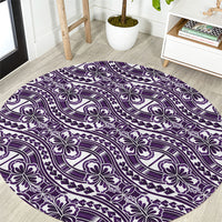 Hibiscus Bloom Island Tribal Waves Round Carpet Purple Polynesian Pattern LT01 Purple - Polynesian Pride
