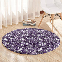 Hibiscus Bloom Island Tribal Waves Round Carpet Purple Polynesian Pattern LT01 - Polynesian Pride