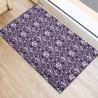 Hibiscus Bloom Island Tribal Waves Rubber Doormat Purple Polynesian Pattern LT01 - Polynesian Pride