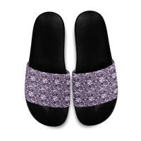 Hibiscus Bloom Island Tribal Waves Slide Sandals Purple Polynesian Pattern LT01 Purple - Polynesian Pride