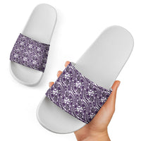 Hibiscus Bloom Island Tribal Waves Slide Sandals Purple Polynesian Pattern LT01 - Polynesian Pride