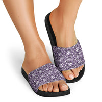 Hibiscus Bloom Island Tribal Waves Slide Sandals Purple Polynesian Pattern LT01 - Polynesian Pride