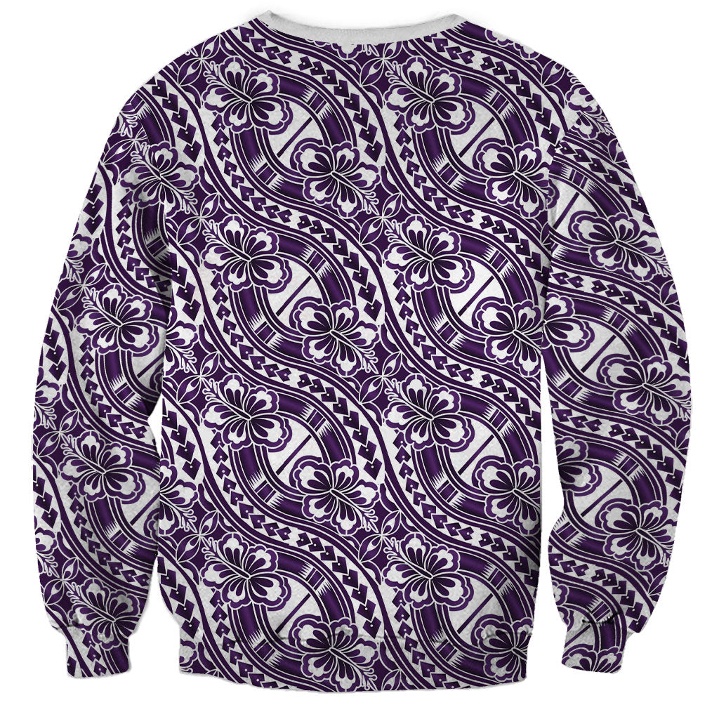 Hibiscus Bloom Island Tribal Waves Sweatshirt Purple Polynesian Pattern LT01 - Polynesian Pride