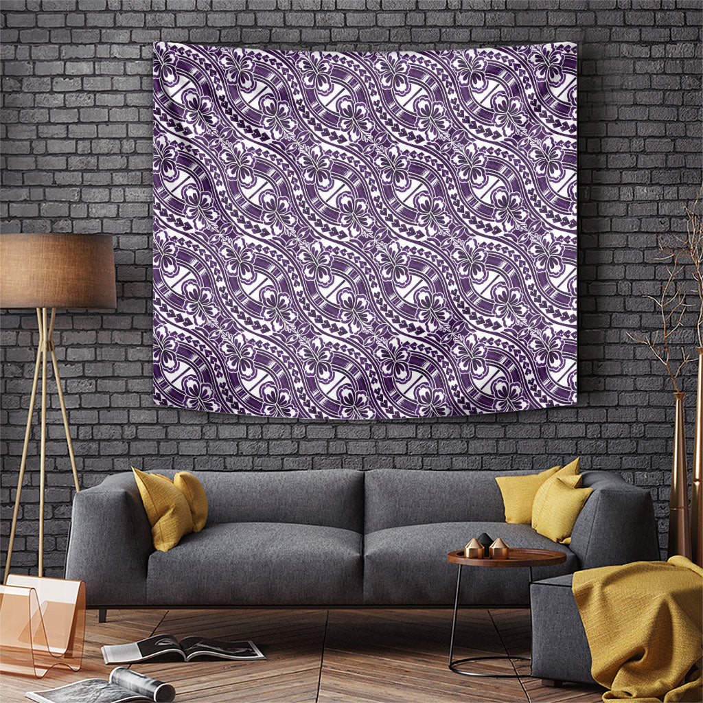 Hibiscus Bloom Island Tribal Waves Tapestry Purple Polynesian Pattern LT01 Purple - Polynesian Pride