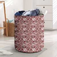 Hibiscus Bloom Island Tribal Waves Laundry Basket Red Polynesian Pattern LT01 Red - Polynesian Pride