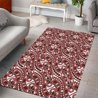 Hibiscus Bloom Island Tribal Waves Area Rug Red Polynesian Pattern LT01 - Polynesian Pride