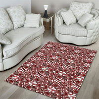 Hibiscus Bloom Island Tribal Waves Area Rug Red Polynesian Pattern LT01 - Polynesian Pride