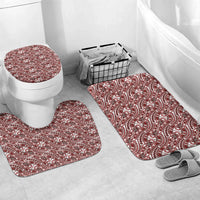 Hibiscus Bloom Island Tribal Waves Bathroom Set Red Polynesian Pattern LT01 Mat Set Only (3 pcs) One Size Red - Polynesian Pride
