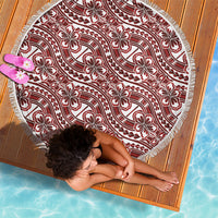 Hibiscus Bloom Island Tribal Waves Beach Blanket Red Polynesian Pattern LT01 - Polynesian Pride