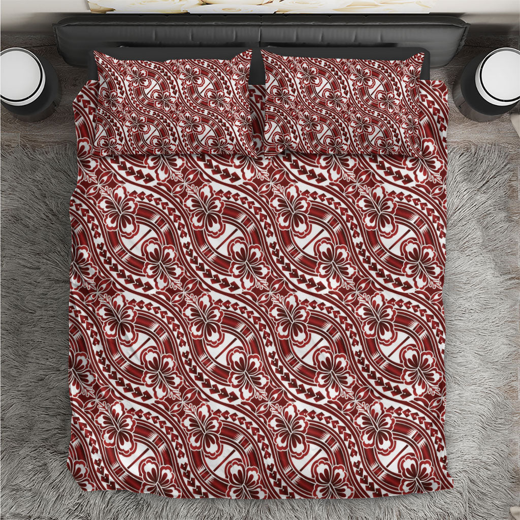 Hibiscus Bloom Island Tribal Waves Bedding Set Red Polynesian Pattern LT01 Red - Polynesian Pride