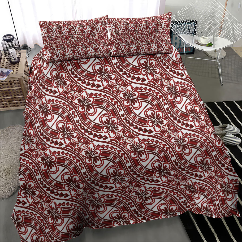 Hibiscus Bloom Island Tribal Waves Bedding Set Red Polynesian Pattern LT01 - Polynesian Pride