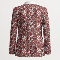 Hibiscus Bloom Island Tribal Waves Blazer Red Polynesian Pattern