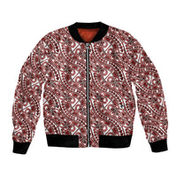 Hibiscus Bloom Island Tribal Waves Bomber Jacket Red Polynesian Pattern LT01 Unisex Red - Polynesian Pride