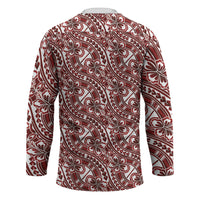 Hibiscus Bloom Island Tribal Waves Hockey Jersey Red Polynesian Pattern LT01 - Polynesian Pride