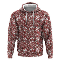 Hibiscus Bloom Island Tribal Waves Hoodie Red Polynesian Pattern LT01 Pullover Hoodie Red - Polynesian Pride