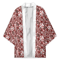 Hibiscus Bloom Island Tribal Waves Kimono Red Polynesian Pattern LT01 Unisex Red - Polynesian Pride