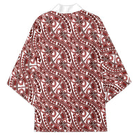 Hibiscus Bloom Island Tribal Waves Kimono Red Polynesian Pattern LT01 - Polynesian Pride