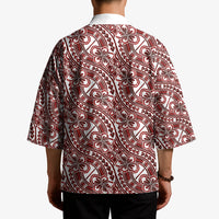 Hibiscus Bloom Island Tribal Waves Kimono Red Polynesian Pattern LT01 - Polynesian Pride