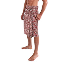 Hibiscus Bloom Island Tribal Waves Lavalava Red Polynesian Pattern