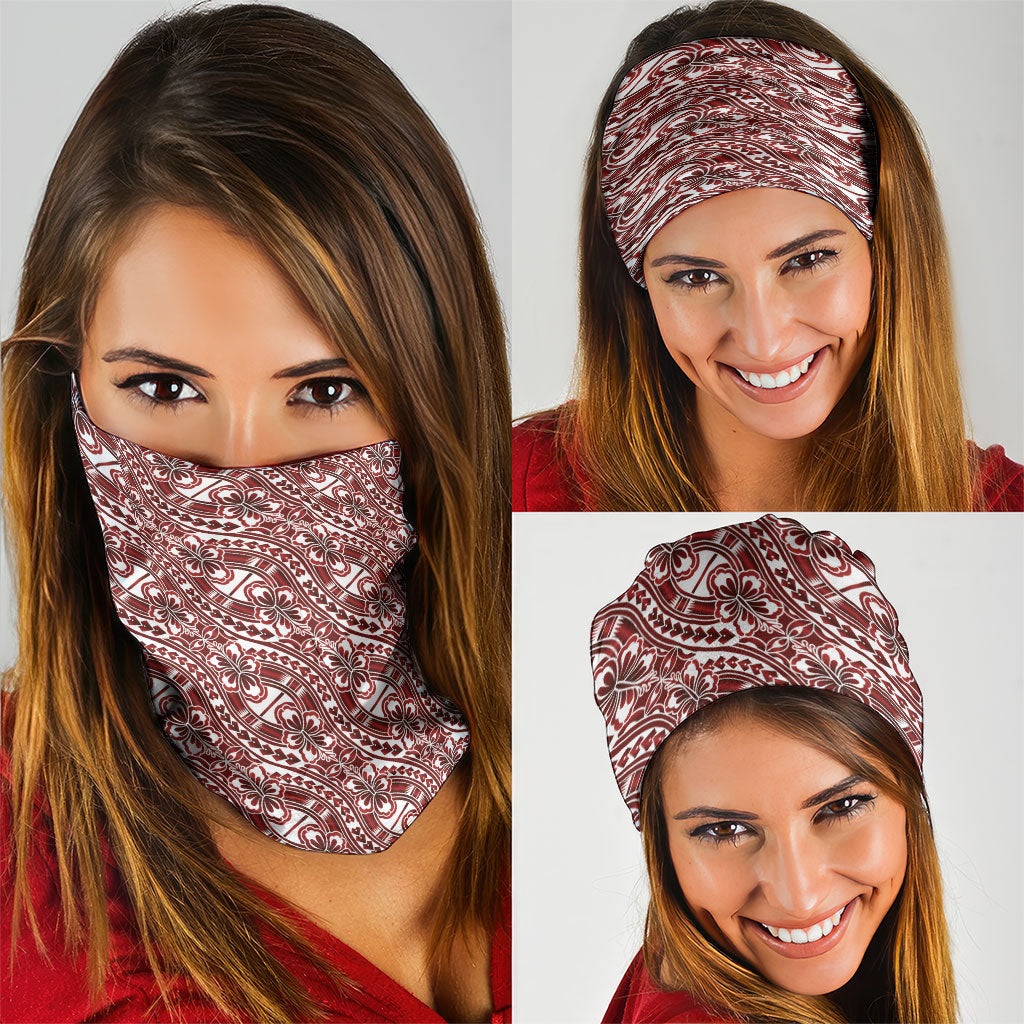 Hibiscus Bloom Island Tribal Waves Neck Gaiter Red Polynesian Pattern LT01 - Polynesian Pride