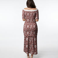 Hibiscus Bloom Island Tribal Waves Puletasi Red Polynesian Pattern LT01 - Polynesian Pride