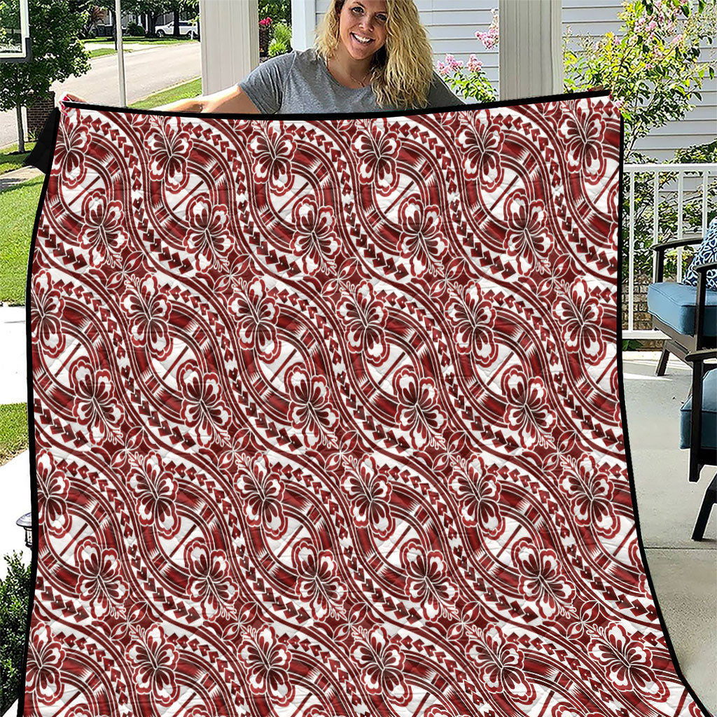 Hibiscus Bloom Island Tribal Waves Quilt Red Polynesian Pattern LT01 Red - Polynesian Pride
