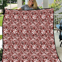 Hibiscus Bloom Island Tribal Waves Quilt Red Polynesian Pattern LT01 Red - Polynesian Pride