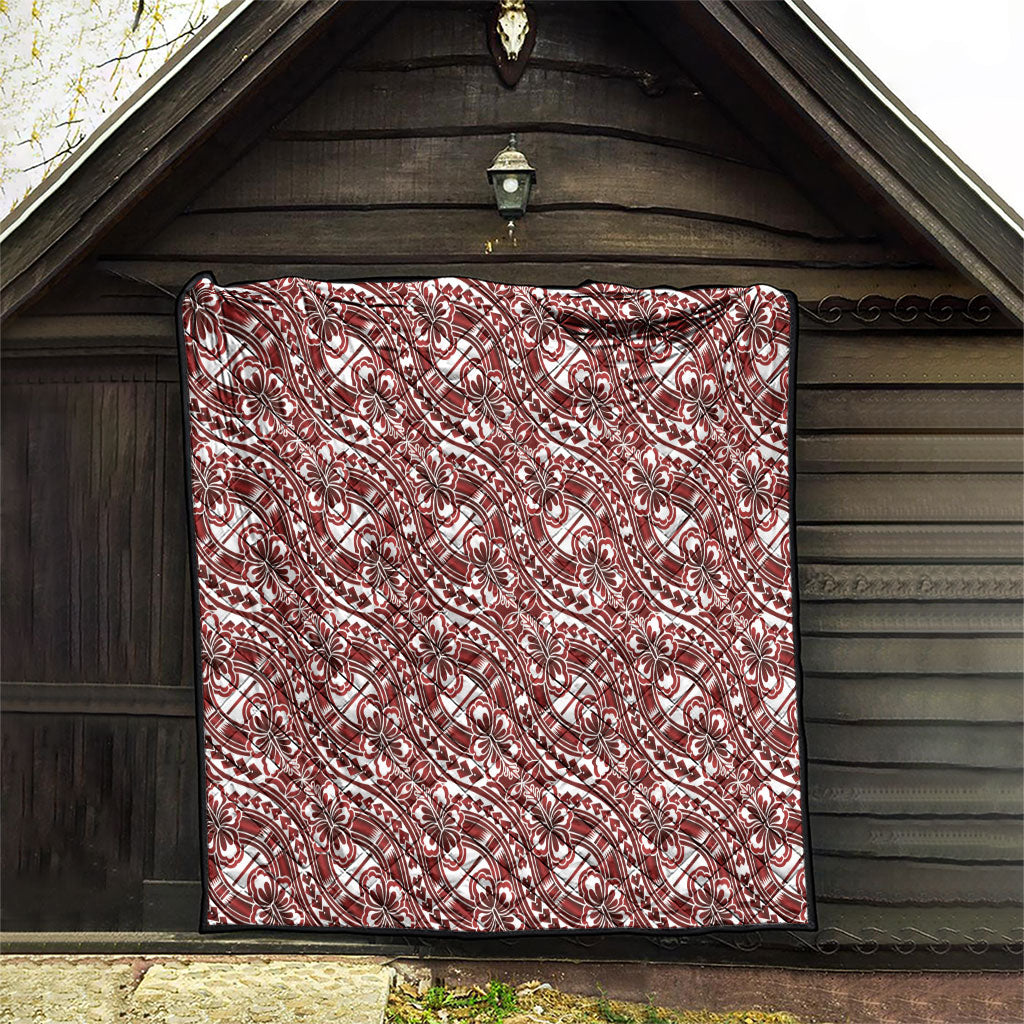 Hibiscus Bloom Island Tribal Waves Quilt Red Polynesian Pattern LT01 - Polynesian Pride