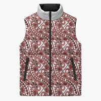 Hibiscus Bloom Island Tribal Waves Sleeveless Puffer Jacket Red Polynesian Pattern LT01 Unisex Red - Polynesian Pride