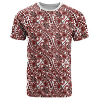 Hibiscus Bloom Island Tribal Waves T Shirt Red Polynesian Pattern LT01 Red - Polynesian Pride